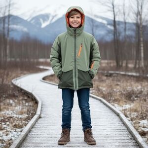 NWOT  Green and Orange Hooded Jacket